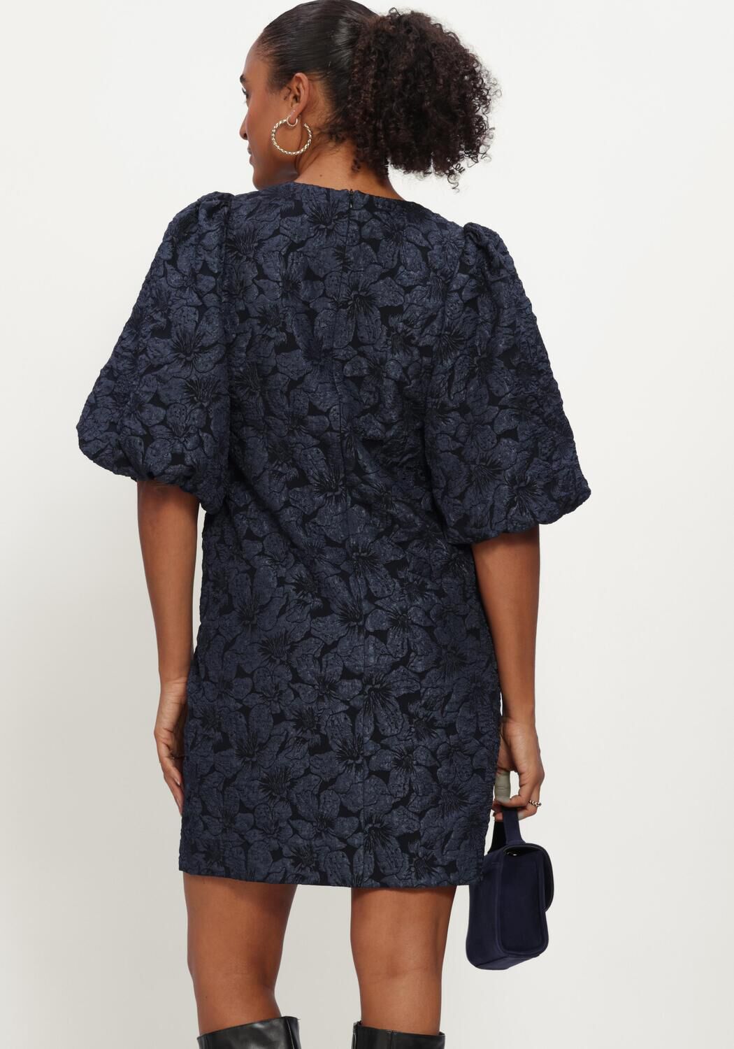 NOTRE-V Mini robe NV-IZETTE TONED BROCADE Bleu fonc&eacute; - large