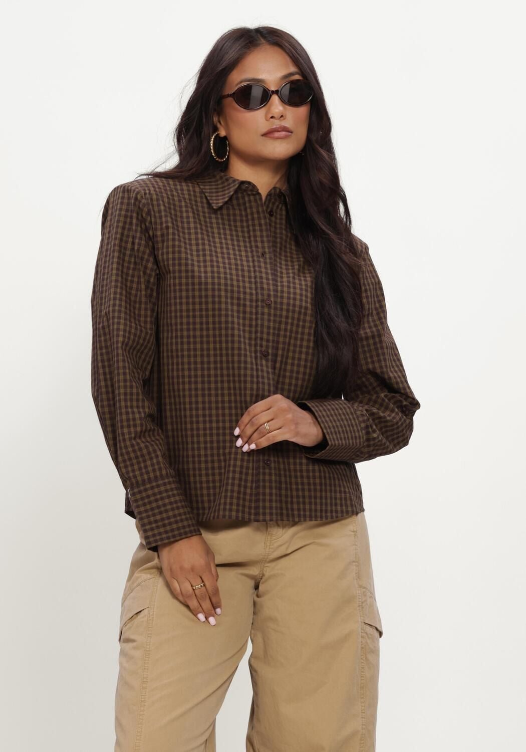 Groene CO'COUTURE  TEFFACC PADDED CHECK SHIRT - large