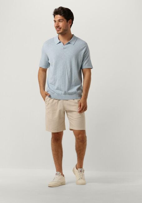 SELECTED HOMME Polo SLHBERG LINEN SS KNIT OPEN POLO Bleu clair - large