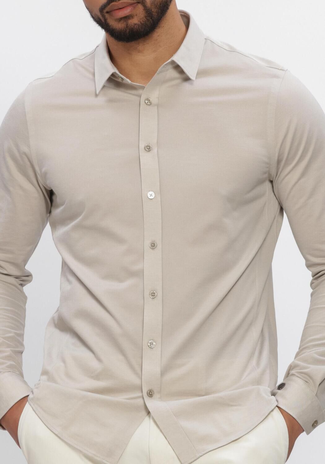 Beige CAST IRON Casual overhemd CF TECH FINE JERSEY - large