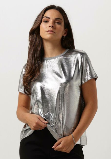 Zilveren MOS MOSH T-shirt NIVOLA FOIL TEE - large