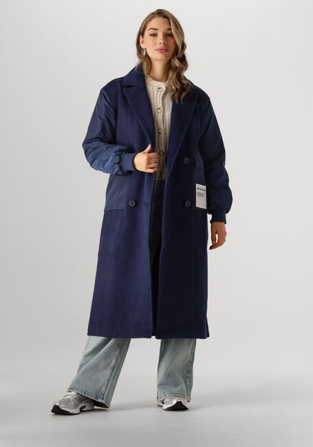 COLOURFUL REBEL Manteau ADA CONTRAST WOOL LONG COAT Bleu foncé - large