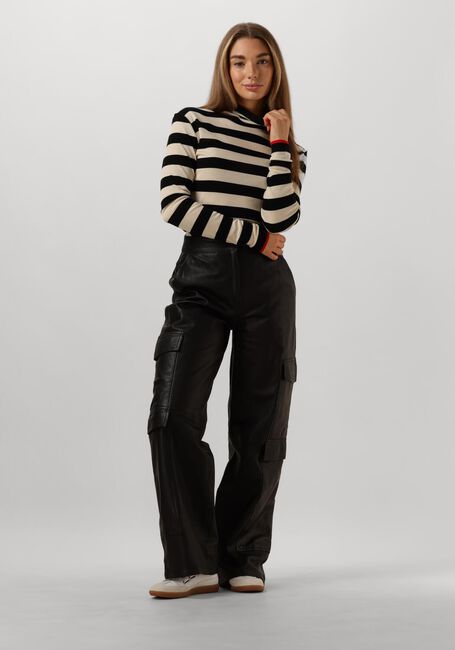SUMMUM TURTLE NECK TOP SHEER JERSEY STRIPE Hauts & T-shirts en noir - large