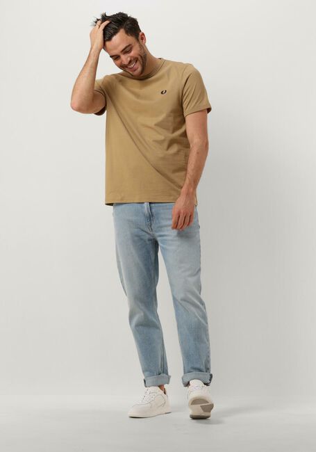 Camel FRED PERRY T-shirt RINGER T-SHIRT Camel FRED PERRY T-shirt RINGER T-SHIRT - large