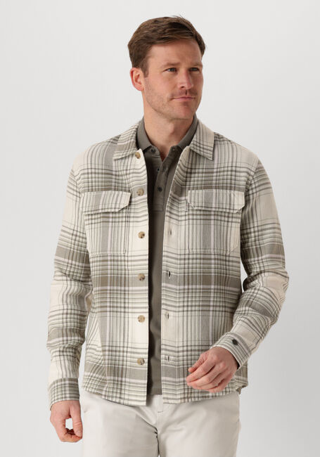 Beige CAST IRON Overshirt LONG SLEEVE SHIRT CHECK WEAVE YD - large