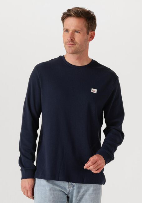 Donkerblauwe CALVIN KLEIN Trui LS WAFFLE BADGE CREWNK TEE - large