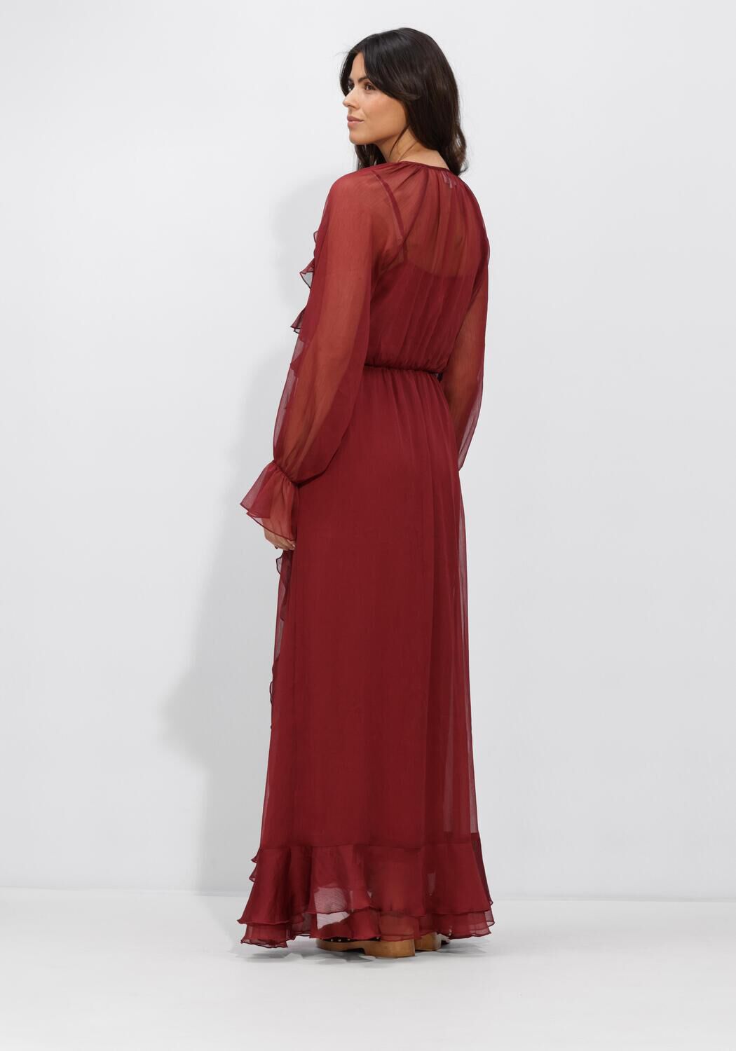 DANTE6 Robe maxi ELIVIA CHIFFON MAXI DRESS Bordeaux - large