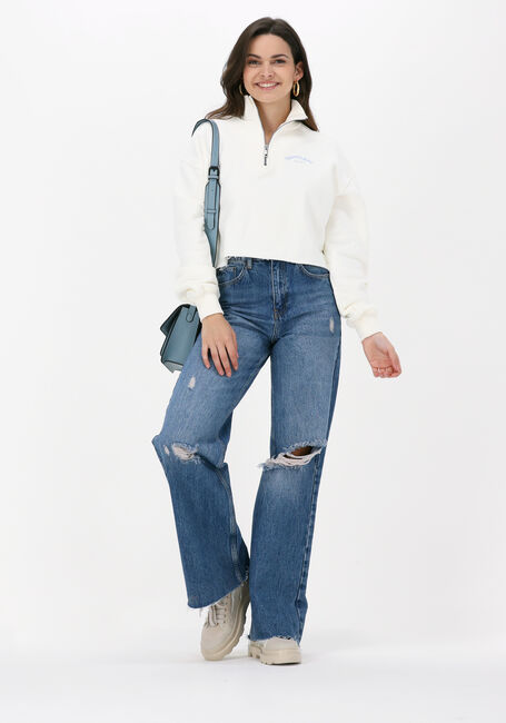 COLOURFUL REBEL Pull REBELLES CROPPED HIGH NECK ZIP SWEAT en blanc - large