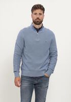 Lichtblauwe TOMMY HILFIGER Trui PIMA CTN CASH STRUCTURE ZIP MOCK
