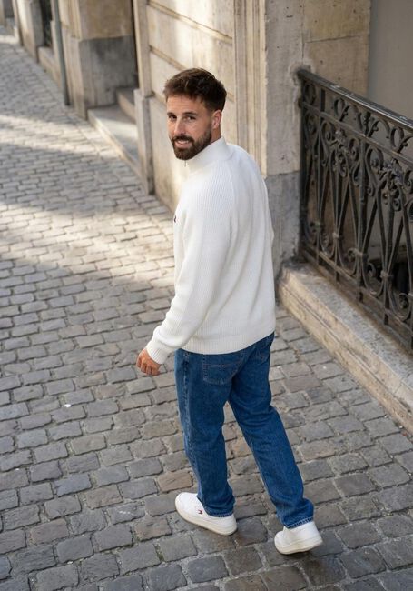 Witte TOMMY JEANS Trui TJM REG 1/4 ZIP RAGLAN BADGE - large