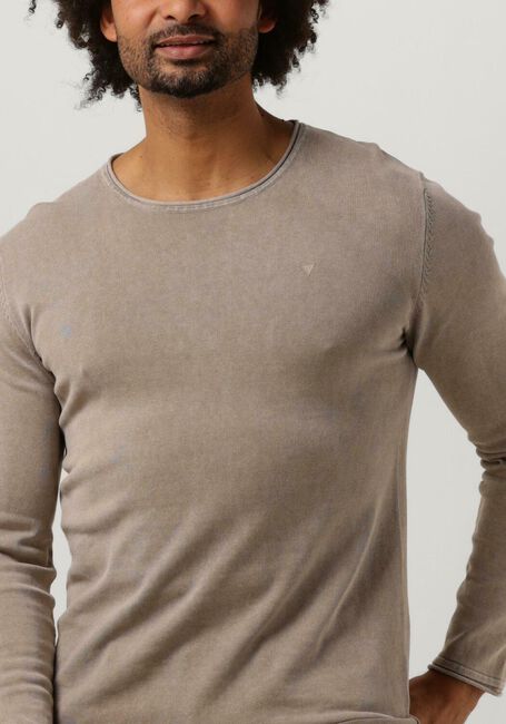 PURE PATH Pull FLAT KNITTED SHIRT WITH SMALL LOGO ON CHEST Sable - large