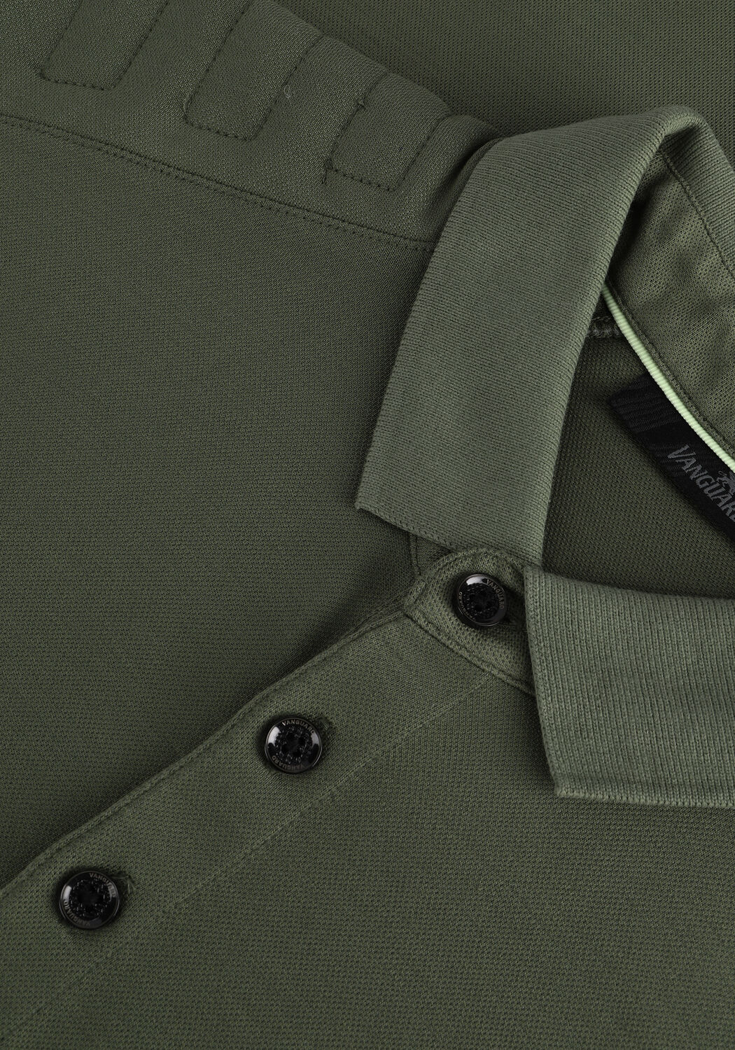 VANGUARD Polo SHORT SLEEVE POLO PIQUE JACQUARD Vert fonc&eacute; - large