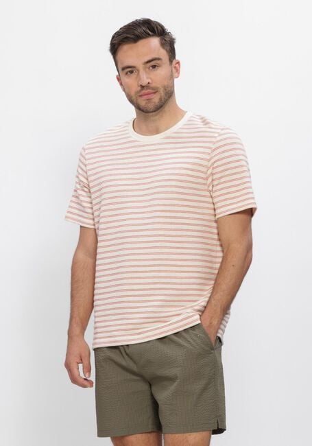 SELECTED MEN SLHKEVIN STRIPE SS O-NECK TEE Polos & T-Shirts en beige - large