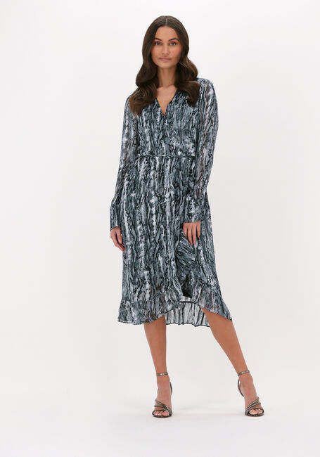 Blauwe FREEBIRD Mini jurk CELESTE LS DRESS - large