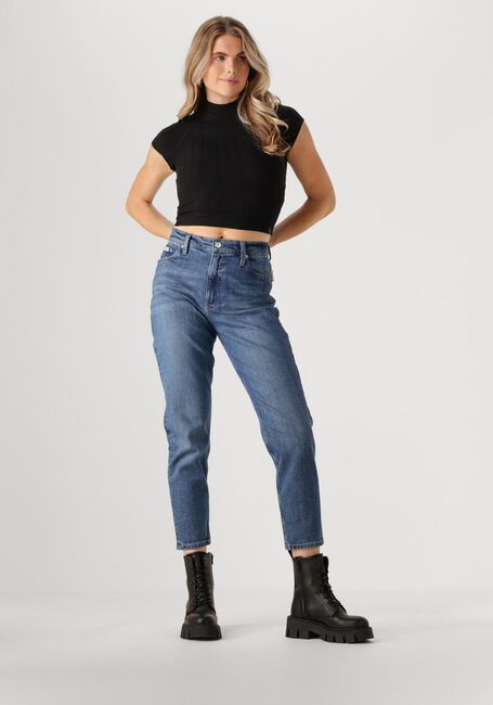 Zwarte CALVIN KLEIN Top WARM TEXTURE RIB MOCKNECK TOP - large