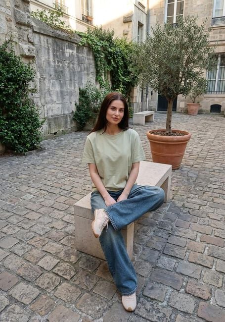 Groene SELECTED WOMEN T-shirt SLFESSENTIAL SS BOXY TEE - large