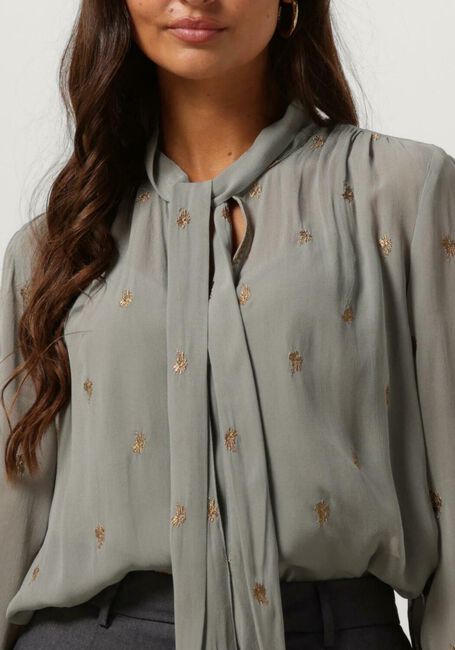 Grijze SCOTCH & SODA  EMBROIDERED TOP WITH TIE NECK - large