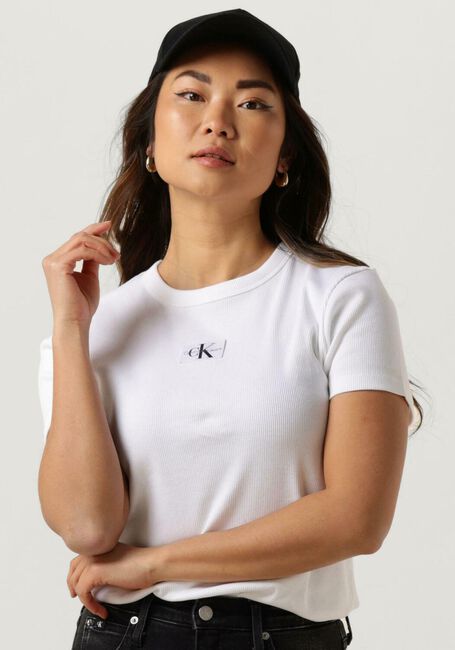 CALVIN KLEIN T-shirt WOVEN LABEL RIB REGULAR TEE en blanc - large