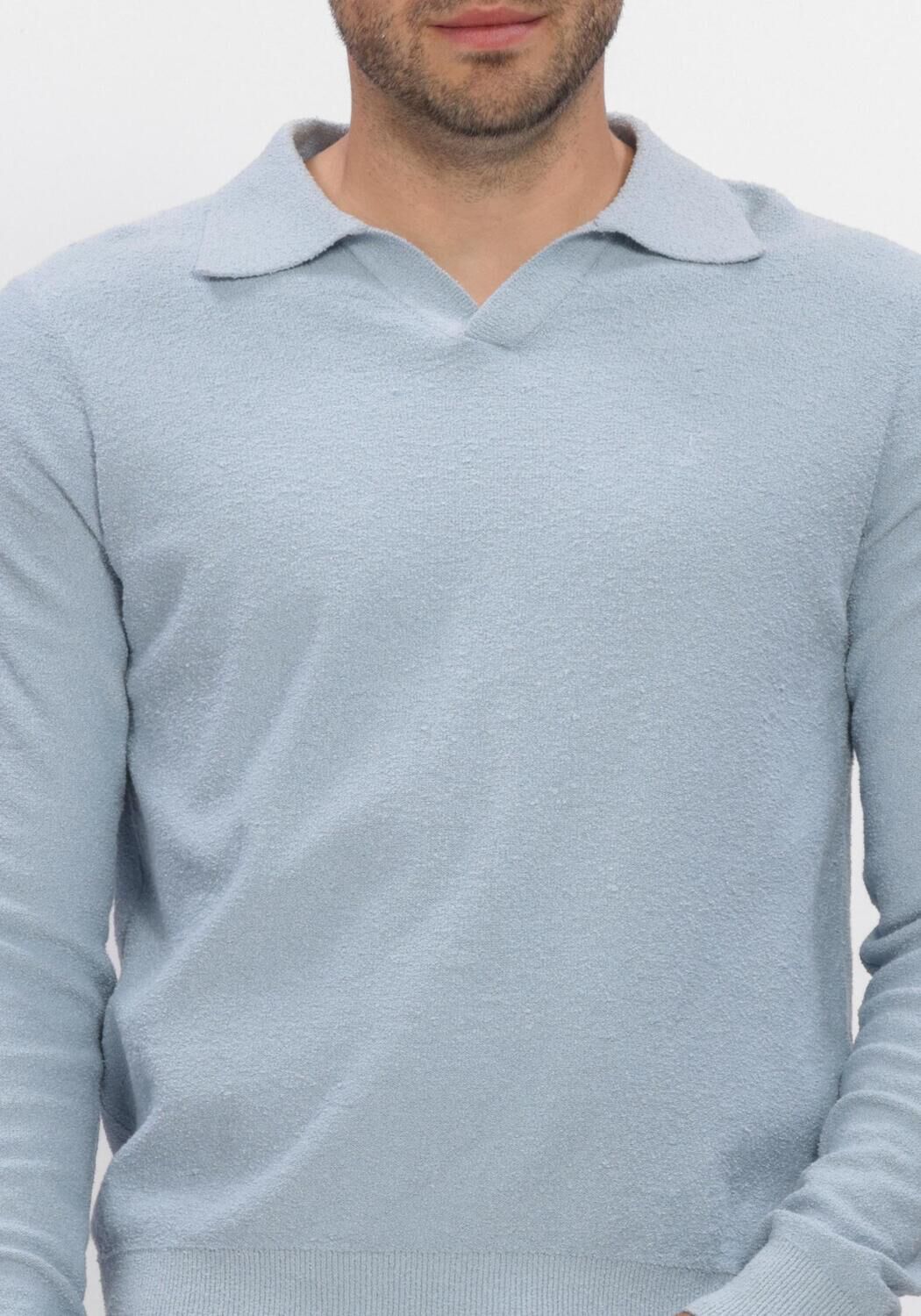 Lichtblauwe BUTCHER OF BLUE Polo Boucle Knit Polo LS - large