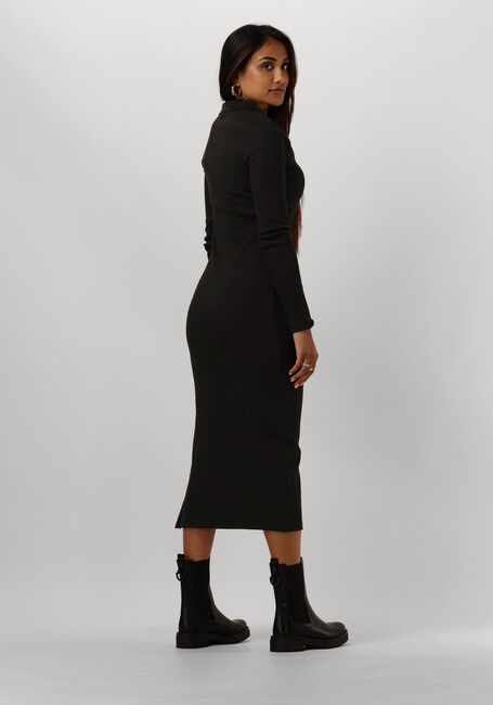 CALVIN KLEIN Robe midi WOVEN LABEL RIB POLO LS DRESS en noir - large
