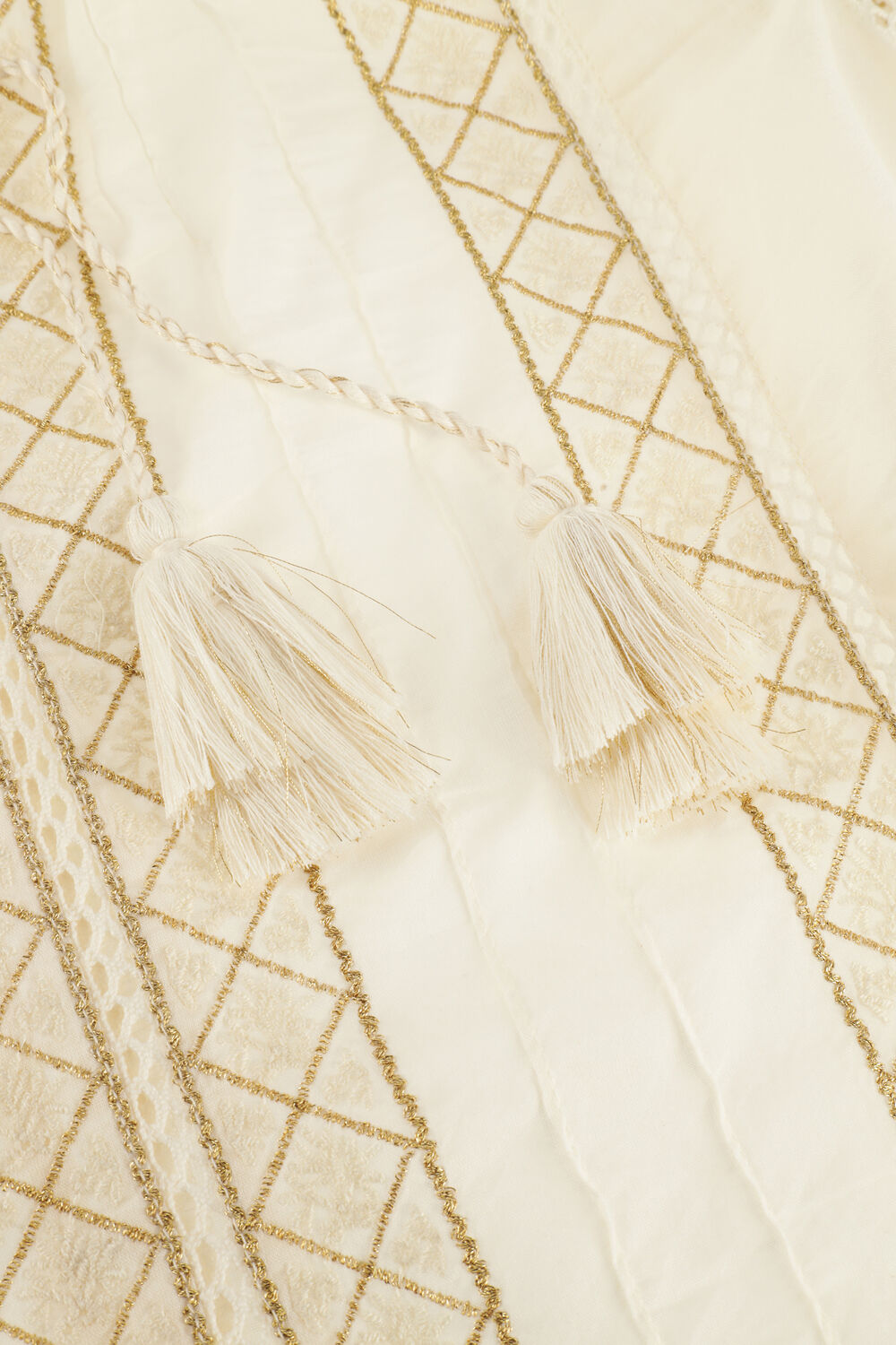 Witte SUMMUM  TOP EMBROIDERED COTTON VOILE - large