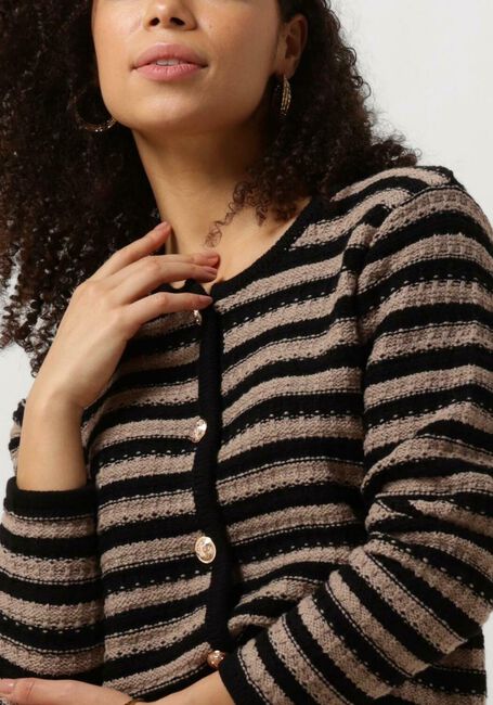 NEO NOIR Gilet LIMONE STRIPE KNIT JACKET en taupe - large