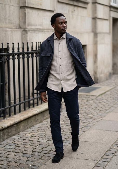 Donkerblauwe PROFUOMO Overshirt OVERSHIRT TWILL N - large