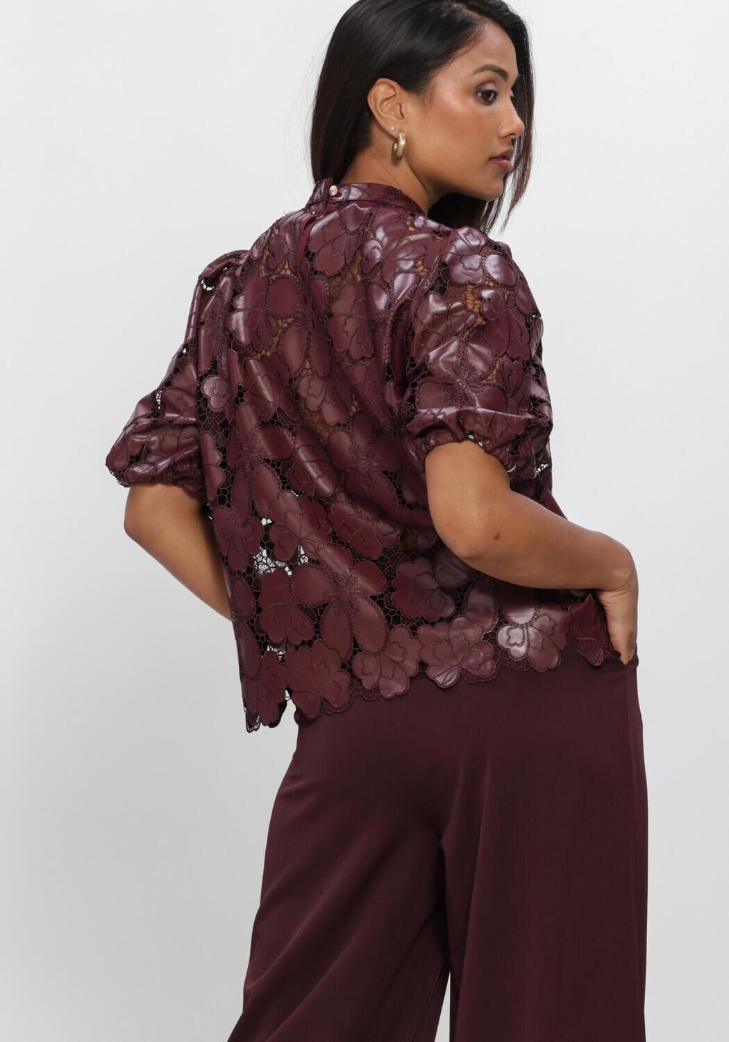 Bordeaux NUKUS Top NICOLE TOP FLOWER PU - large