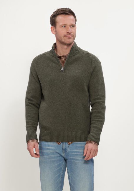 BARBOUR Pull NEWTOWN HALF ZIP KNITTED JUMPER KNITWEAR en vert - large