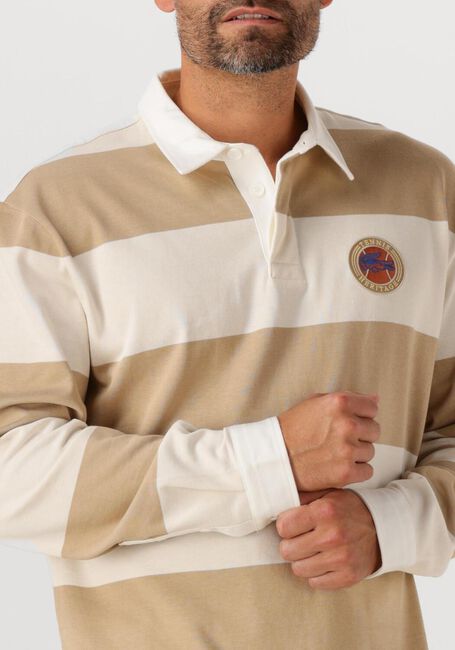 LACOSTE Polo BADGE ACCENT STRIPED RUGBY SHIRT en beige - large