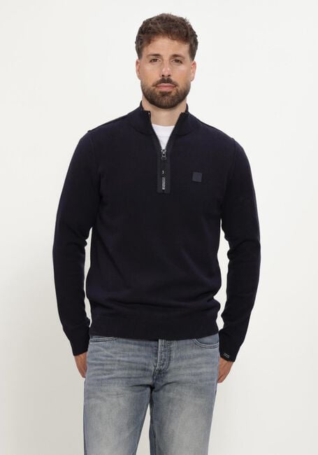 Donkerblauwe BUTCHER OF BLUE Trui CLIFDEN HALFZIP - large