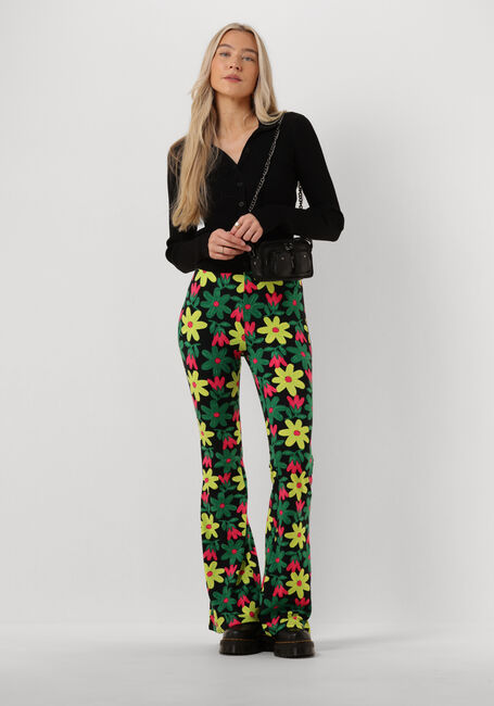 Gebroken wit COLOURFUL REBEL Flared broek BIG FLOWER PEACHED EXTRA FLARE PANTS - large