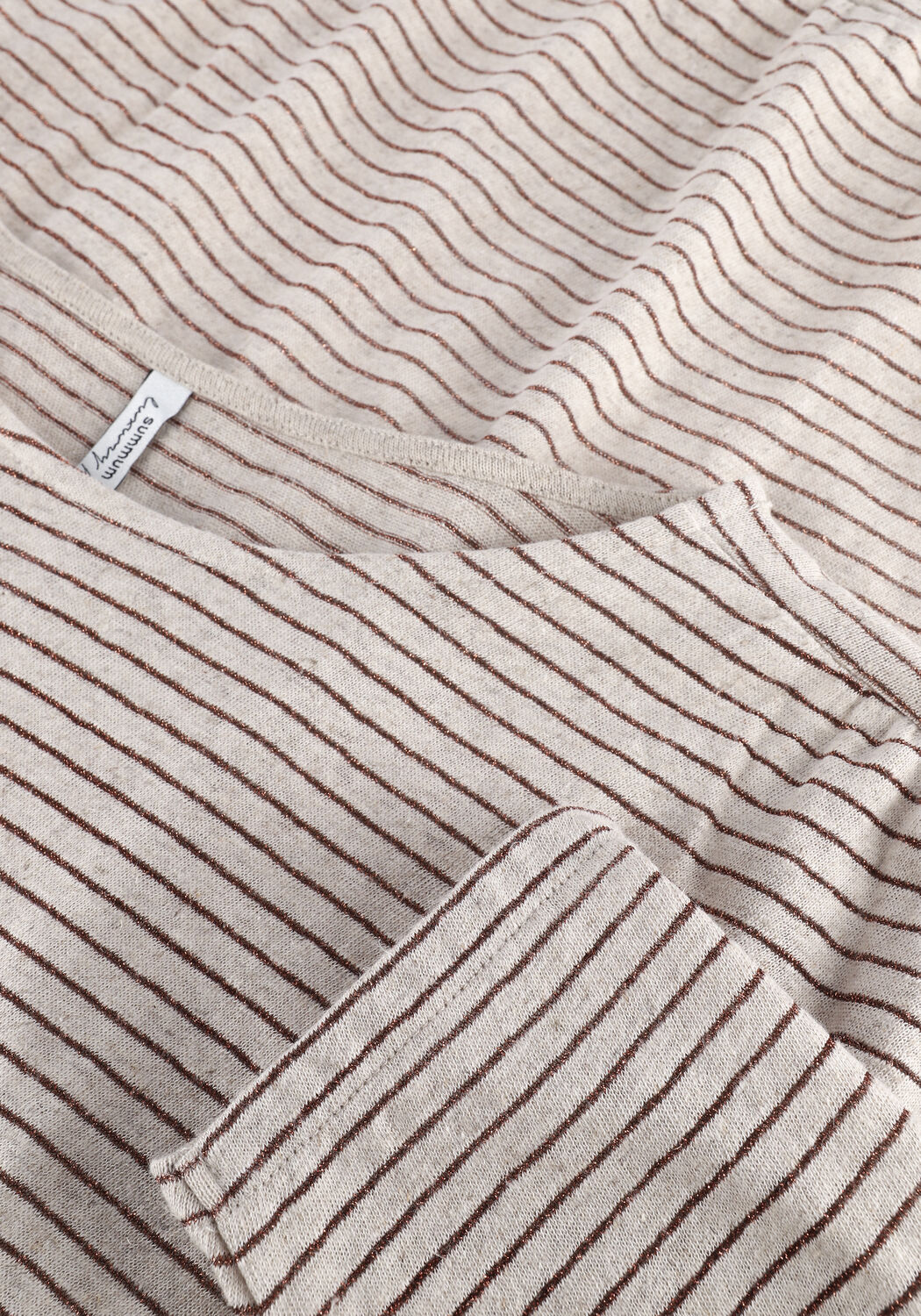 SUMMUM Haut TOP COTTON LINEN METALLIC STRI en beige - large