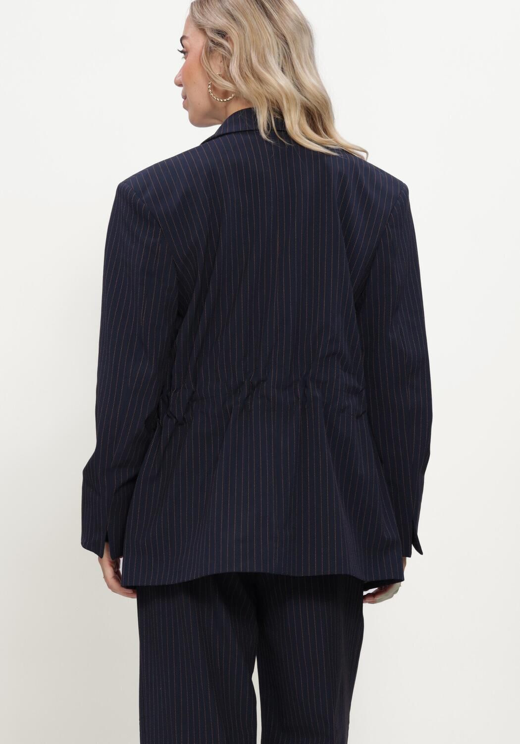 Donkerblauwe SUMMUM Blazer BLAZER VISCOSE BLEND STRIPE - large