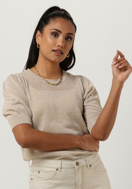SUMMUM T-shirt SHORT SLEEVE SWEATER REFIED SUSTAINABLE VISCOSE KNIT en beige - large
