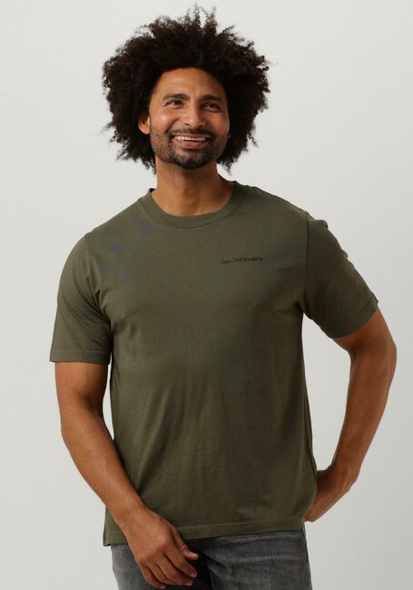 Groene PEAK PERFORMANCE T-shirt M ORIGINAL SMALL LOGO TEE - large