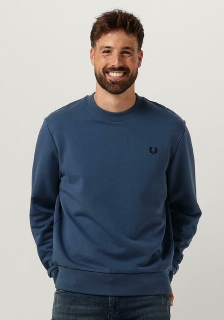 Blauwe FRED PERRY Trui CREW NECK SWEATSHIRT - large