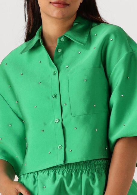 Groene ALIX THE LABEL  LADIES WOVEN EMBELLISHED SATIN BLOUSE - large