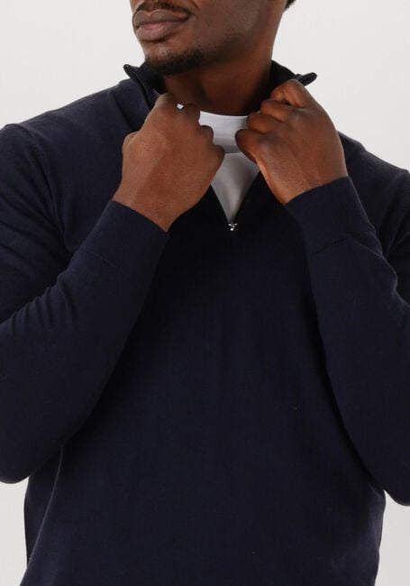 Donkerblauwe PROFUOMO Trui PULLOVER HALF ZIP MERINO - large