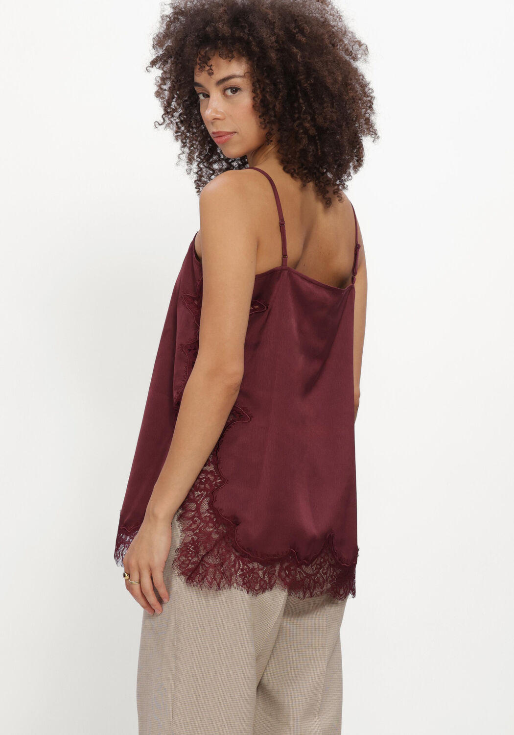 CATWALK JUNKIE Haut LACE SPAGHETTI TOP Bordeaux - large