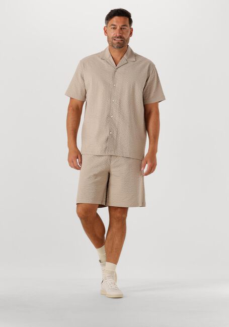 SELECTED HOMME Chemise décontracté SLHRELAXED-ACE SEERSUCKER SS SHIRT en beige - large