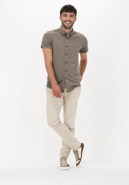 DSTREZZED Chemise décontracté SHIRT BUTTON DOWN S/S MELANGE PIQUE en taupe - large