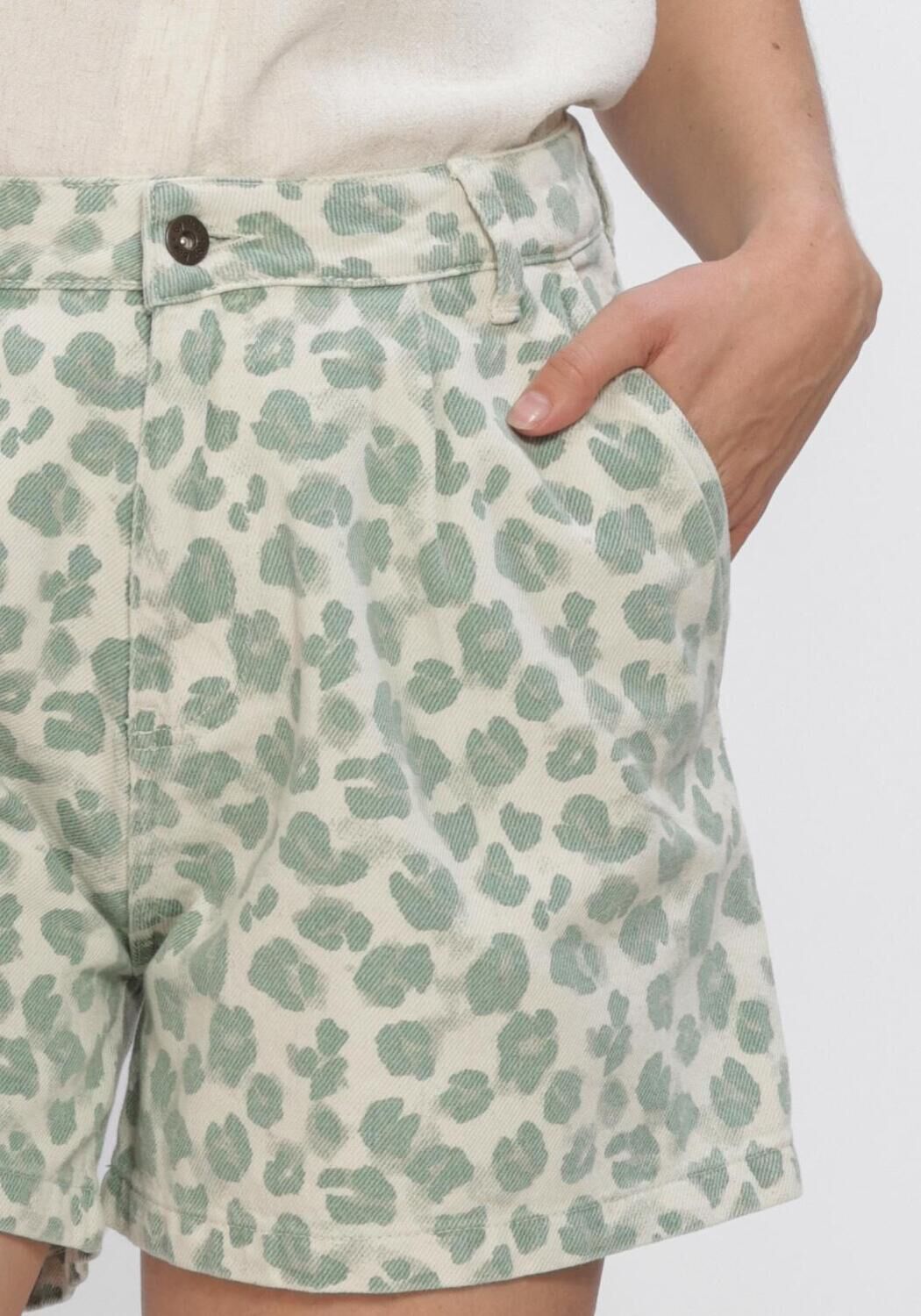 BY-BAR Pantalon courte JUNE GREEN CHEETAH SHORT &Eacute;cru - large