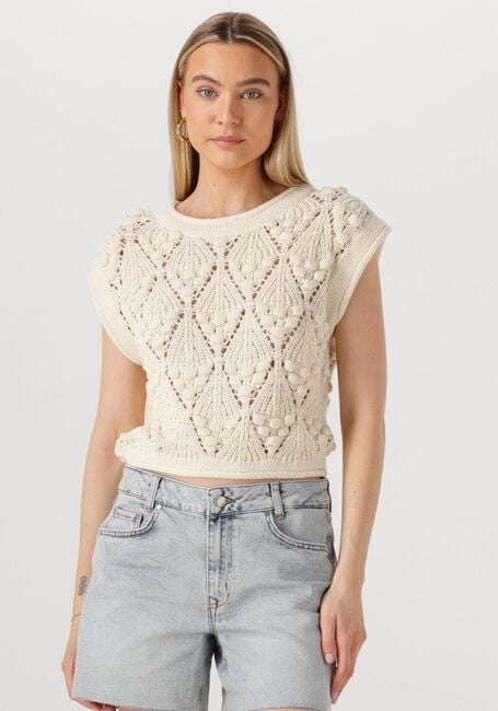 ROUGE EDIT Haut ROUSEVERINE SS O-NECK KNIT TOP Crème - large