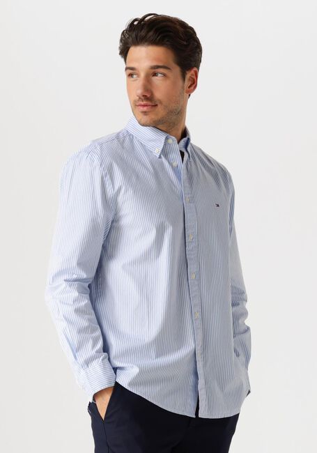 Lichtblauwe TOMMY HILFIGER Klassiek overhemd FLEX POPLIN CLASSIC - large