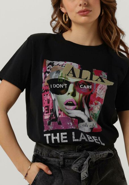 ALIX THE LABEL T-shirt LADIES KNTTED COLLAGE T-SHRT en noir - large