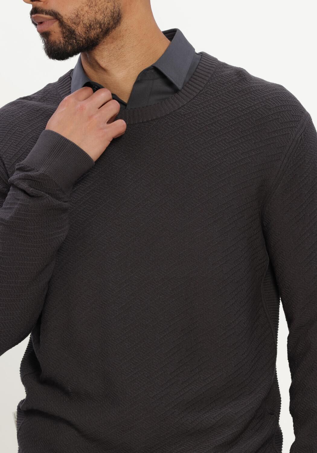 CAST IRON Pull CREWNECK REGULAR FIT COMFORT BLEND Gris fonc&eacute; - large