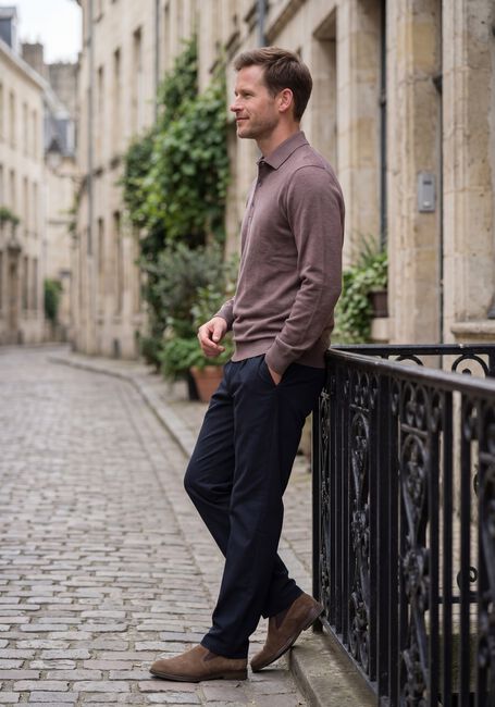 PROFUOMO Polo POLO ONE PIECE LS LUXURY BASIC Bordeaux - large