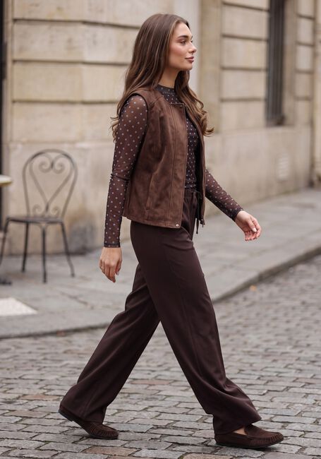 Bruine OBJECT Wijde broek OBJLISA MW TIE WIDE PANT NOOS - large