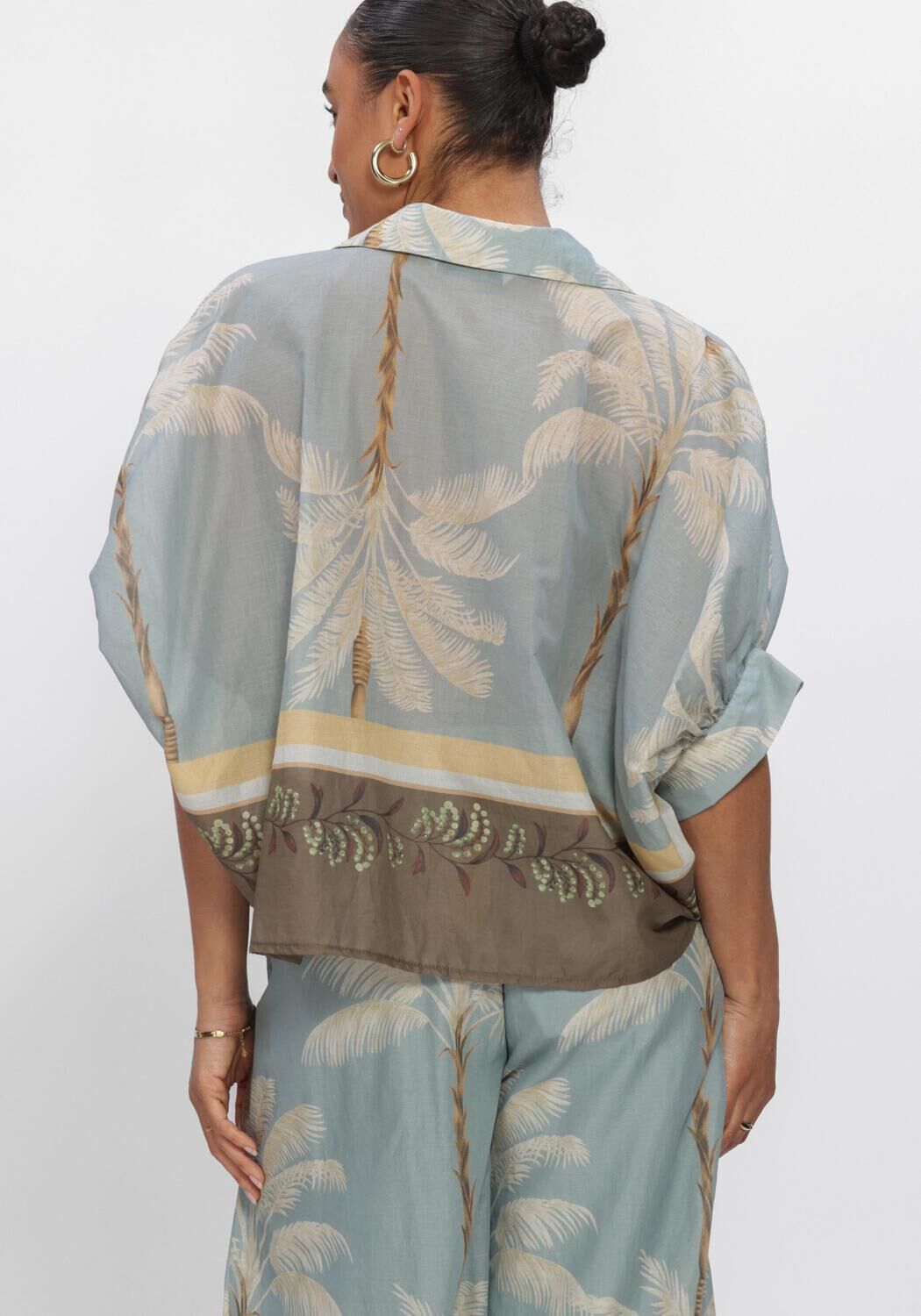 Blauwe SUMMUM  BLOUSE PALMTREE PRINT - large